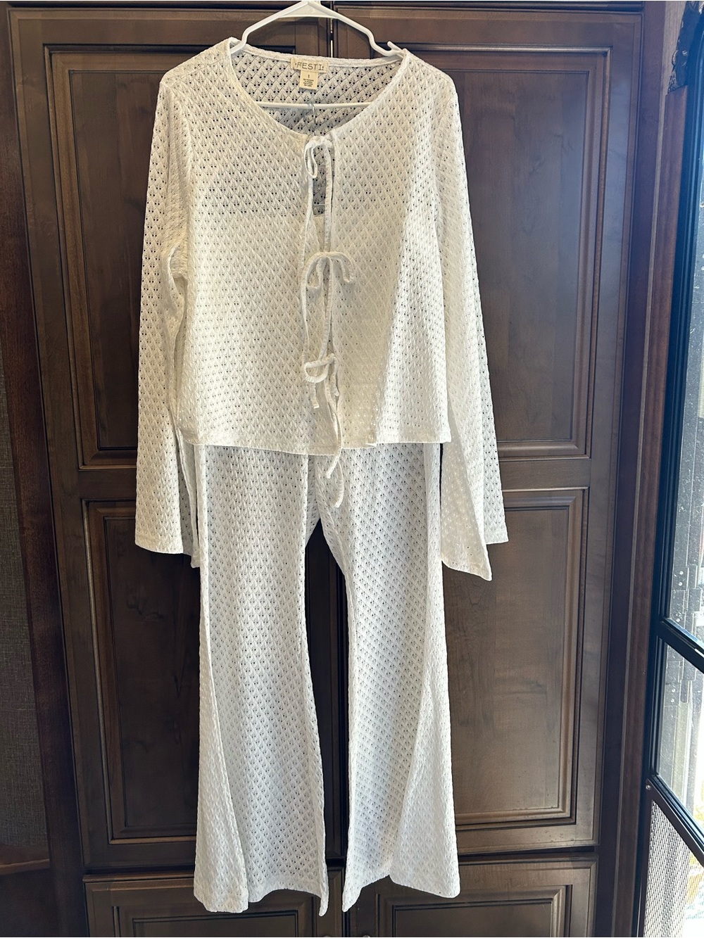 torrid Ivory Lace Knit Two-Piece Pantsuit Set